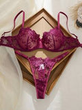 Seduluxe 2pcs Mesh Embroidery Women's Lingerie Set