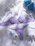 2pcs/Set Rose Red Lace Patchwork Lingerie Set, Mature & Sensual